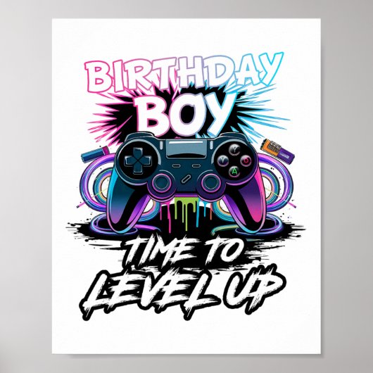 Poster Anniversaire Garçon Temps Pour Augmenter Le Jeu Vi (Devant)