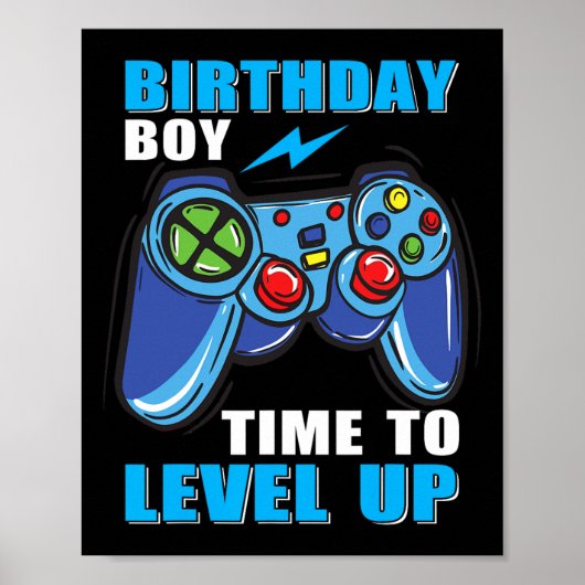 Poster Anniversaire Garçon Temps Pour Augmenter Vidéo Jeu (Devant)