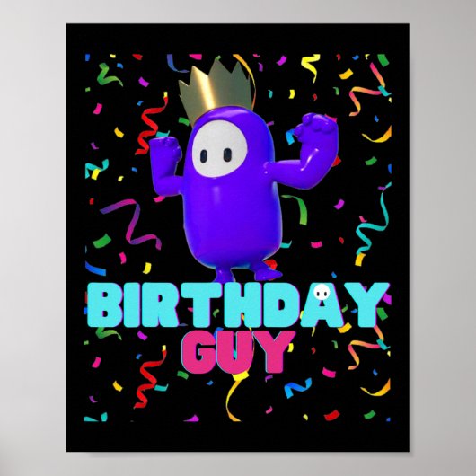 Poster Anniversaire Guy Fun Populaire Vidéo Jeu Thème Ann (Devant)