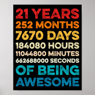 Poster Anniversaire Homme 21 Ans 21 Ans d'être Génial