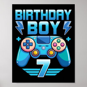 Poster Anniversaire Joueur Vidéo Garçon 7e fête d'anniver