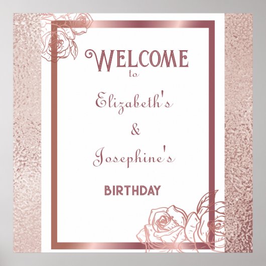 Poster Anniversaire jumeau double adulte en bronze (Devant)