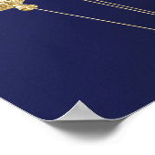 Poster Anniversaire marine bleu or ballons nom script (Coin)