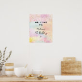 Poster Anniversaire minimaliste Pastel Rainbow Gold (Cuisine)