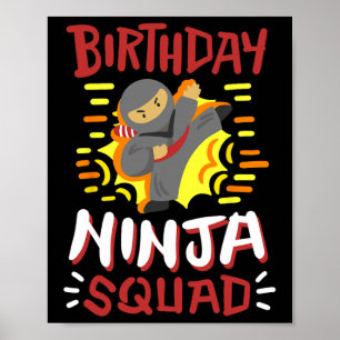 Poster Anniversaire Ninja Squad Karate Girls Garçons Enfa