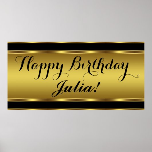 Poster Anniversaire noir et or (Devant)