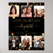 Poster Anniversaire noir étoiles d'or ami photo collage (Devant)