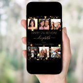 Poster Anniversaire noir étoiles d'or ami photo collage