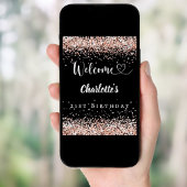 Poster Anniversaire noir rose or bienvenue