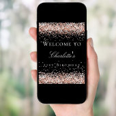 Poster Anniversaire noir rose or parties scintillant bien