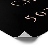 Poster Anniversaire noir rose or photo étoiles bienvenue (Coin)