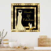 Poster Anniversaire Or Noir Robe haute talon (Cuisine)