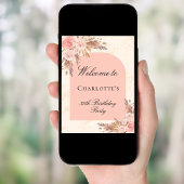 Poster Anniversaire pampas herbe rose or blush arche bien