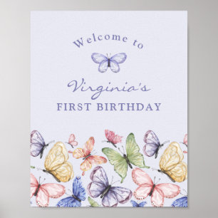 Poster Anniversaire Papillon Violet