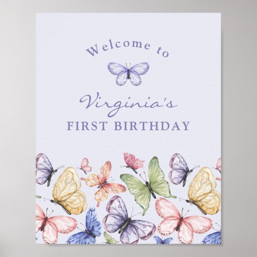 Poster Anniversaire Papillon Violet (Devant)