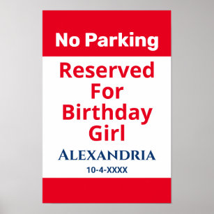 Poster Anniversaire Pas de parking Réservé Amusants Perso