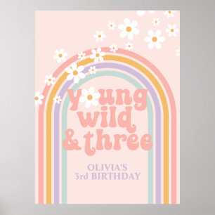 Poster Anniversaire pastel arc-en-ciel rétro jeune sauvag