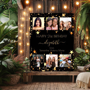 Poster Anniversaire personnalisé photo collage noir d'or
