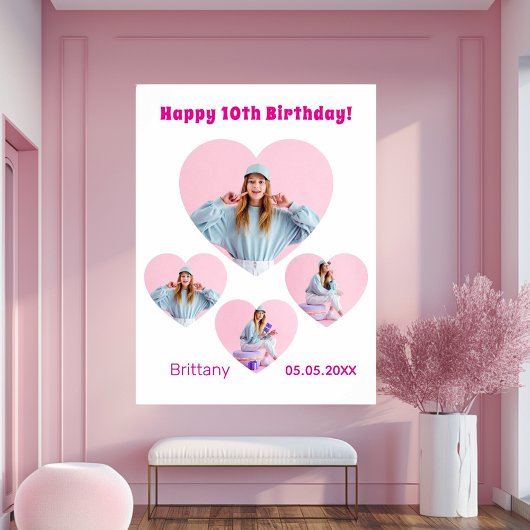 Poster Anniversaire photo coeur collage fille accueil