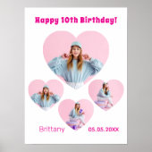 Poster Anniversaire photo coeur collage fille accueil (Devant)