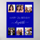 Poster Anniversaire photo collage royal bleu BFF (Devant)