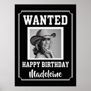 Poster Anniversaire Photo Rustique Western Far West Sauva