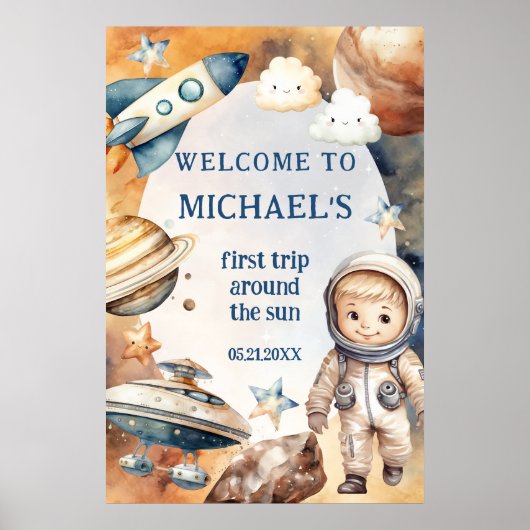 Poster Anniversaire Premier Voyage Autour Du Soleil Bienv (Devant)
