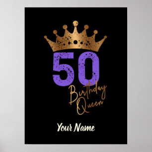 Poster Anniversaire Reine 50 pour 50e anniversaire couron