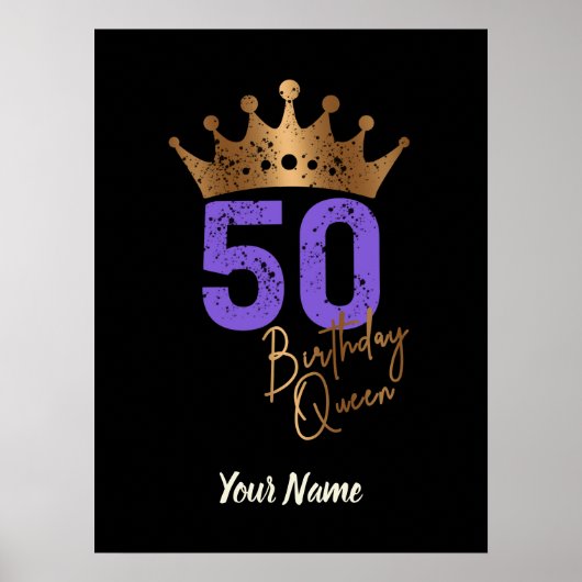 Poster Anniversaire Reine 50 pour 50e anniversaire couron (Devant)