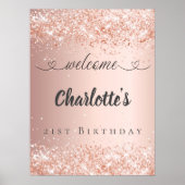 Poster Anniversaire rose or blush bienvenue (Devant)