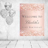 Poster Anniversaire rose or rousse rose bienvenue