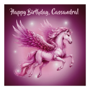 Poster Anniversaire rose Pegasus Design Imaginaire