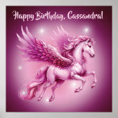 Poster Anniversaire rose Pegasus Imaginaire Design Matte (Devant)