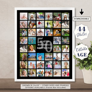 Poster Anniversaire Simple 44 Photo Collage Couleurs pers