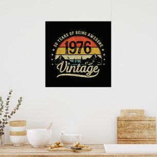 Poster Anniversaire Vintage 1976 50 Ans 50ème