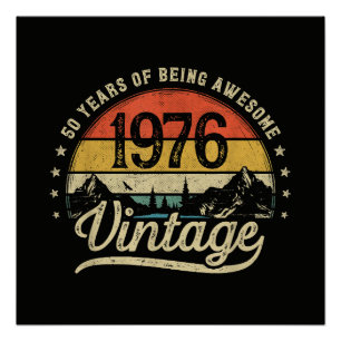 Poster Anniversaire Vintage 1976 50 Ans 50ème