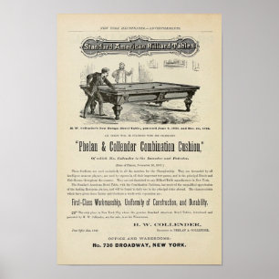 Poster Annonce 1874 de Tableaux de billard d'antiquité