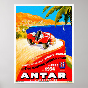 Poster Annonce automatique vintage d'épreuve sur route de