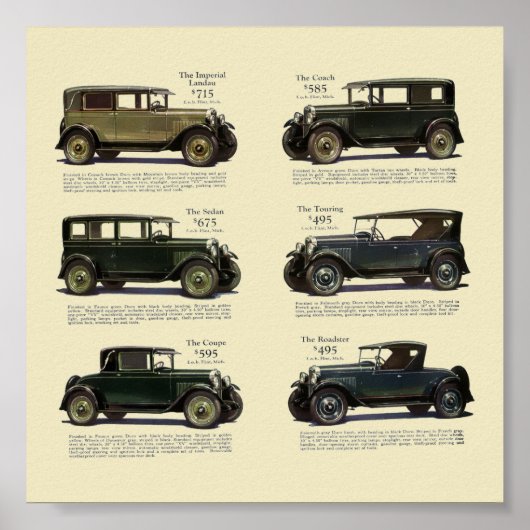Poster Annonce automobile 1928 vintage (Devant)