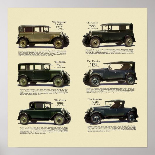 Poster Annonce automobile 1928 vintage (Devant)