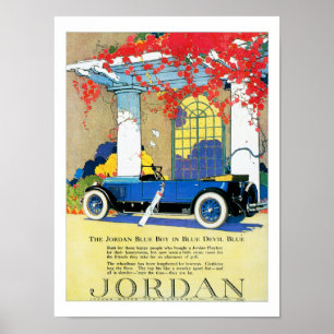 Poster Annonce bleue vintage d'automobile