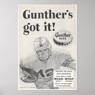 Poster Annonce de bière de Gunther 1954