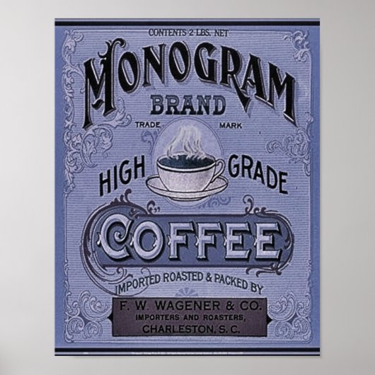 Poster Annonce de café 1900 Monogramme (Devant)