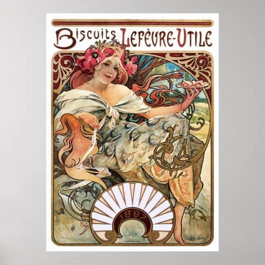 Poster Annonce de cookies Art nouveau par Alphonse Mucha (Devant)