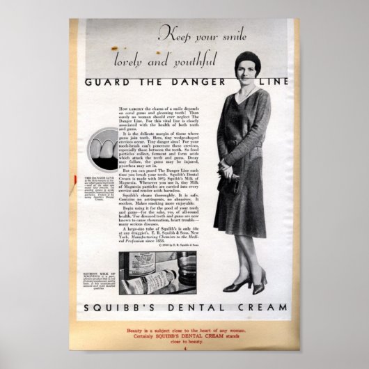 Poster Annonce de crème dentaire Squibb 1929 (Devant)