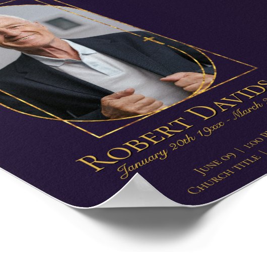 Poster Annonce de décès numérique fond pourpre foncé (Coin)