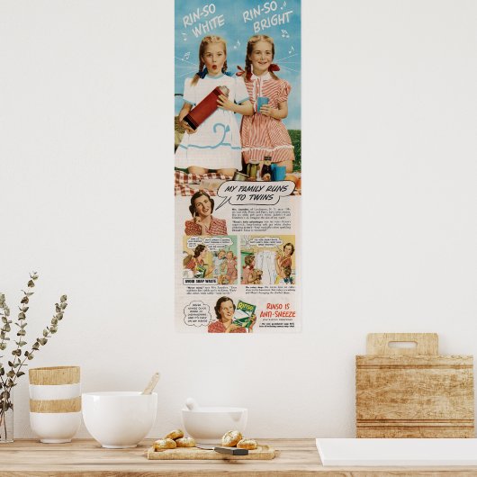 Poster Annonce de détergent Rinso 1946 (Cuisine)