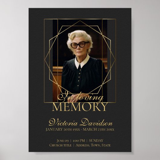 Poster Annonce de funérailles numérique gris foncé (Devant)