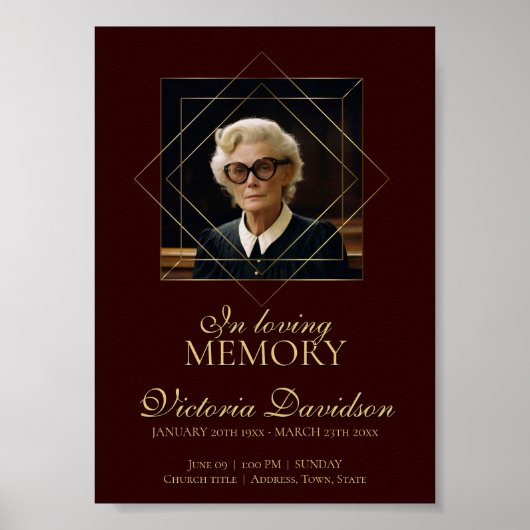 Poster Annonce de funérailles numérique sur fond rouge fo (Devant)