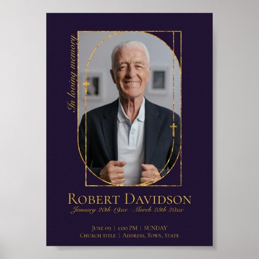 Poster Annonce de funérailles numérique sur fond violet f (Devant)